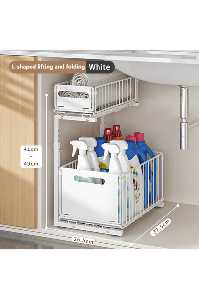 choice2 white 2 Tier Pull Out Cabinet Organizer Adjustable Kitchen Storage Ra...