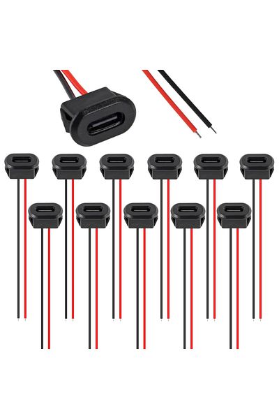 Choice 20pcs 20PCS Type-C Female Chassis 2 Pin Type-C Female Socket Connector Waterproof Jack Female Chargi