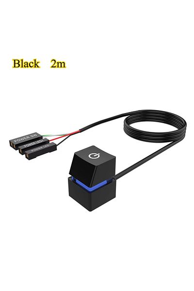 DUTRIEUX 2m BLACK 2M 2m Computer Desktop Switch Colorful LED Lights PC Motherboard External Start Power On/Of