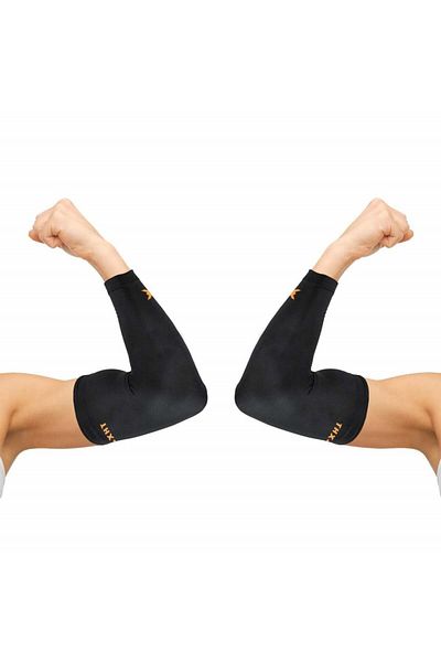Thx4COPPER Set of 2 elbow compressions, textile/copper, black, M