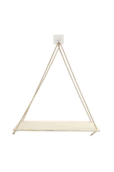 Choice one size White Premium Wood Swing Hanging Rope Wall Mounted Floating Shelves – Plant Flower Pot Indo