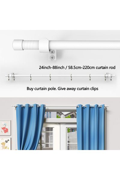 Choice 23-87Inch WHITE Simple and Practical Curtain Rods, Suitable for 23-80inch Windows Sturdy and Durable