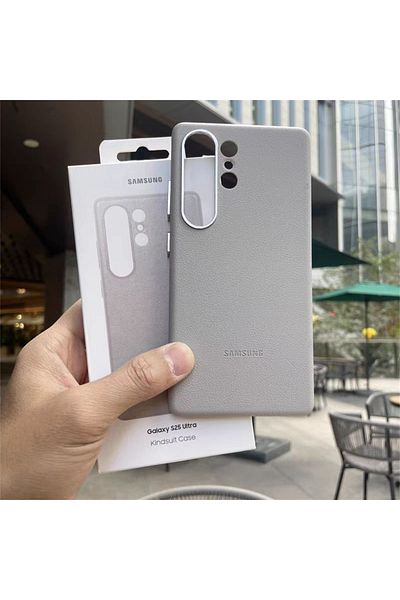 Samsung غلاف هاتف محمول من الجلد ماج سيف لهاتف جالاكسي S25 ألترا رمادي اللون، غطاء مغناطيسي