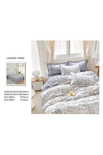 CHIRASO FINET Cotton Bed Linen, Classic Sheet 240x250cm, Duvet Cover 200x230cm, 4 Pillowcases