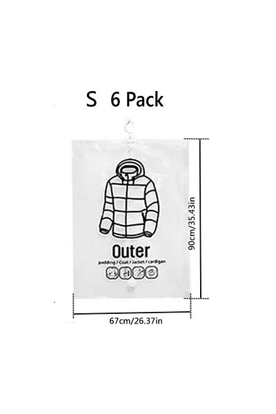 Choice 6 Pack S Hanging Vacuum Storage Bags for Coats Closet Organizer Vacuum Sealer Bags,for Garment, Clot