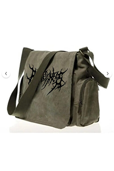 Minga London Haki Dark Gothic Baskılı Postacı Çantası -Ghostella
