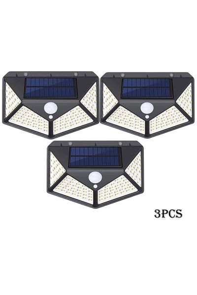 Choice BLACK-3PCS 1-12 Pack Solar Lights Outdoor 100 LED Wall Lamp Motion Sensor Lights Waterproof Solar St