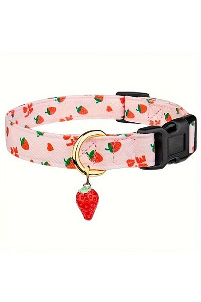 Choice L pink CP602/611--fruit pattern Pet dog collar with Fruit metal pendant do for Cat Puppy Dog