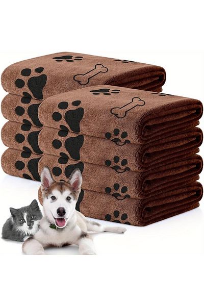 Choice 60X100cm Dark Brown Dog Towels,Quick-Dry Microfiber - Absorbent Pet Bath & Paw Cleaning Cloths for