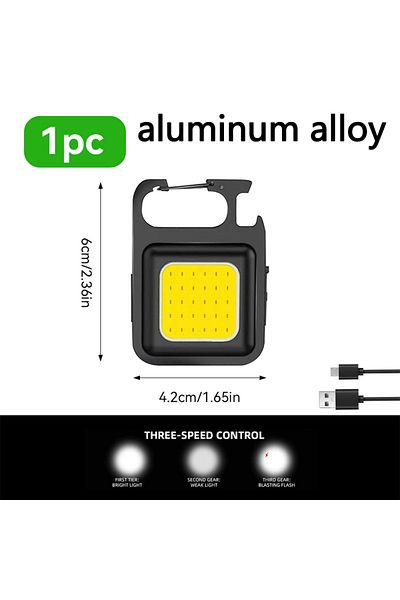 Choice Aluminum 1PCS 1/2PCS USB COB Keychain Work Light Flashlight Super Bright Emergency Light,Bottle Open
