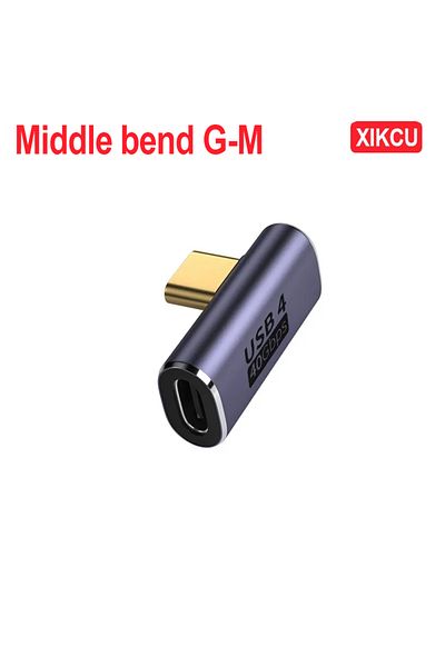 Choice محول USB Type-C من G-M XIKCU ذو الانحناء الأوسط لجهاز MacBook، محول شحن سريع بزاوية 90 درجة من الذكور إلى الإناث
