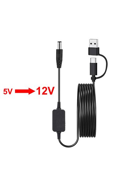 Choice 12V 120cm USB Type C to DC 5.5x2.1mm 5V 9V 12V boost Power Supply Cable for Router LED Light Speake