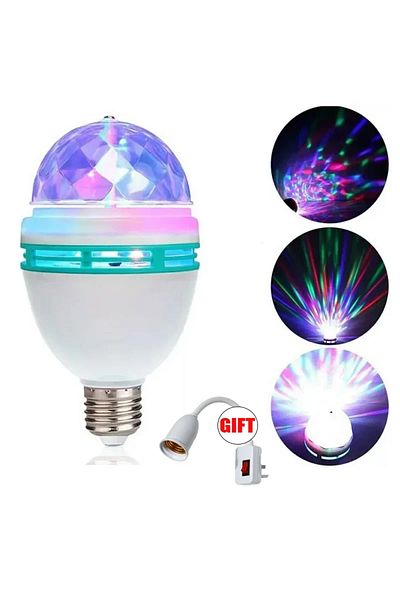 Heinast With Plug E27 LED RGB Lamp Bulb Magic Color Projector Auto Rotating Atmosphere Stage Light F
