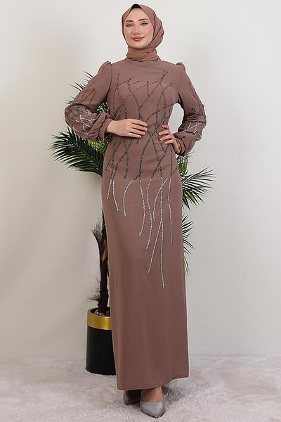 GİYZAMİLA Φόρεμα Yase Stoned Rose Brown