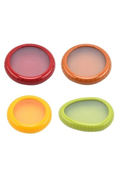 Choice 4pcs mix Fruit and Vegetable Preserves Clear Lid Containers - Red Green Orange Yellow Sealed Keepers