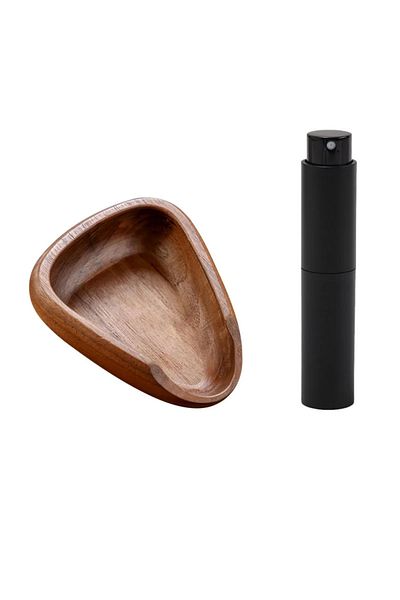 Choice Sapele-bottle Wooden Coffee Bean Dosing Cup with Spray Bottle Set Solid Wood Bean Measuring Tray Por