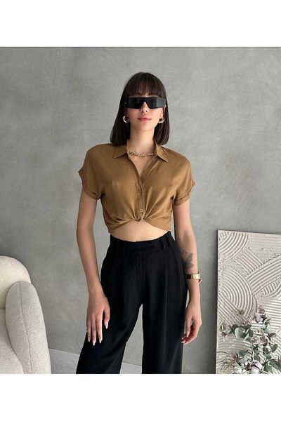 Maison La Femme Дамска риза с къс ръкав