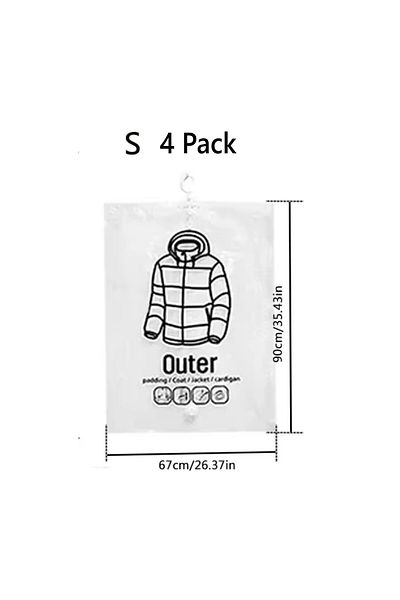 Choice 4 Pack S Hanging Vacuum Storage Bags for Coats Closet Organizer Vacuum Sealer Bags,for Garment, Clot