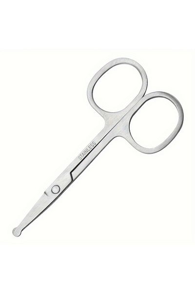 Choice Silver Precision Nose Hair Scissors, Round Tip Scissors for Eyebrows, Beard, Mustache and Ear Hair T