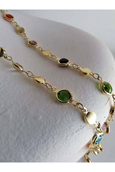 BHR AKSESUAR قلادة Y قابلة للتعديل من الحجر متعدد الألوان 80 سم