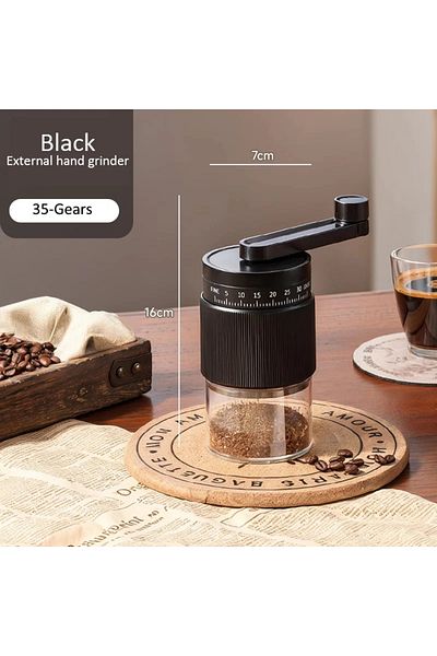 Choice Black Manual Coffee Grinder External 35-Gears Adjustable Espresso Bean Coffee Grinder Mill Ceramic G