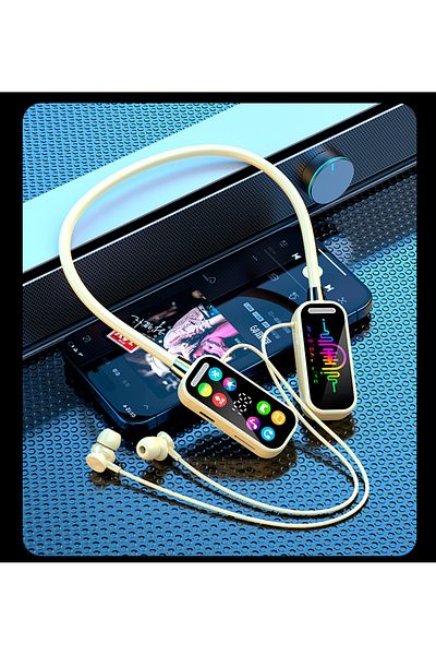 Choice beige 50H Play Time Bluetooth Earphones LED Display HiFi Sound Earbuds Wireless Headphones Sports Ga