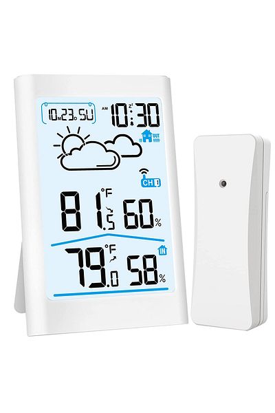 WowStep Weather Station, Outdoor Sensor, Thermometer, Hygrometer, Weather, Temperature, Humidity, Clock, White