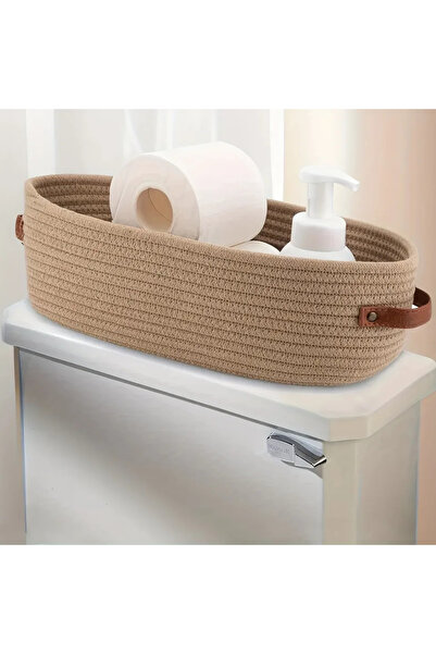 Choice Khaki 1pc Oval Woven Bathroom Storage Basket, Multifunctional Desktop ...