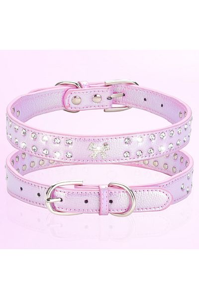 Choice S purple CP615--durable pu pet dog collar,shiny rhinestone decoration collar for small to medium dog
