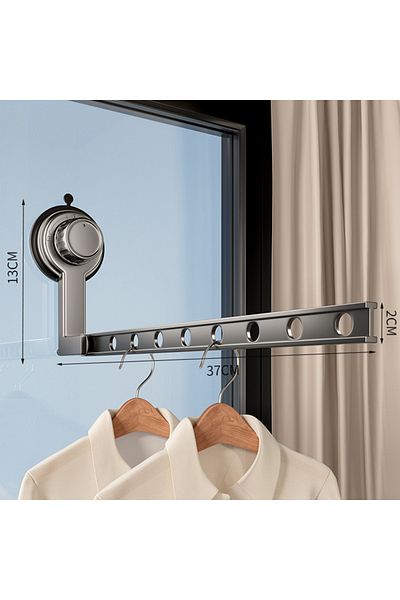 Choice Grey Suction Cup Indoor Outdoor Folding Clotheslines Wall Mounted Bathroom Clothes Drying Rack Porta