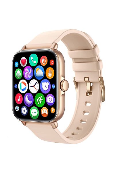 WowStep Smartwatch Fitness Watch, Notifications, Physical Activities, Sleep, Heart Rate, Pedometer, Gold