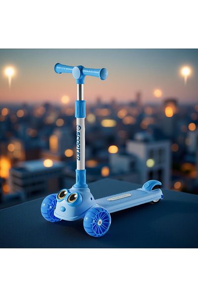 rexa Eyes Design 3-Wheel Foldable Scooter for Kids – Adjustable Handlebar, Lightweight & Portable