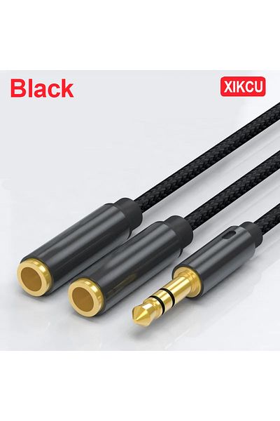 Choice <=0.5m Black XIKCU Headphone Splitter 3.5mm 2 Way Aux Male to Female Earphone Audio Adapter Double S