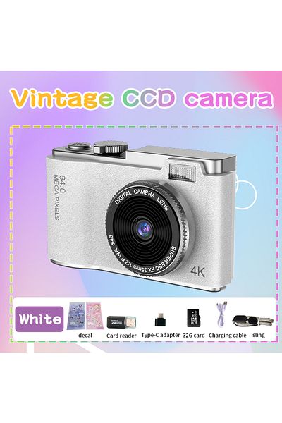 Choice White 32G Kid Digital Camera for Children Camcorder Rechargeable Cameras Vlogging Camera 2.4" Rechar