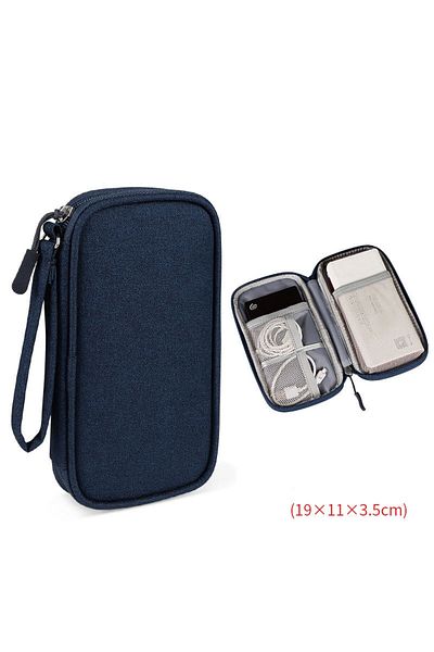 Choice 1Pc Navy 1pc Travel Portable Digital Product Storage Bag USB Data Cable Organizer Headset Charging T