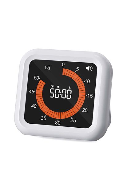 Choice 6209 White Rechargeable Digital Visual Timer - Max 11H 59M Countdown Timer with VA Display Magnetic