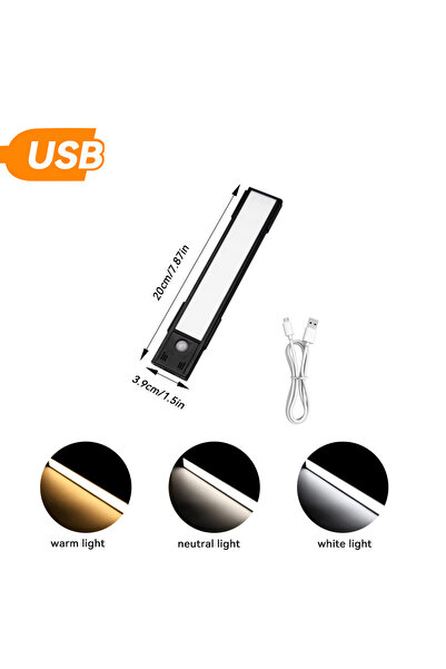 Choice black 3color 20cm 10cm LED Motion Sensor Light Night Light USB Under Cabinet Light For Kitchen Cabin