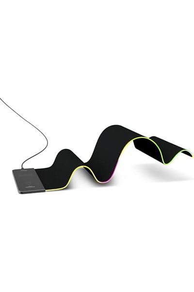 VERTUX لوحة ماوس RGB مع شاحن لاسلكي، لوحة ماوس ألعاب 2 في 1 بسطح مضاد للاحتكاك مع Ultra