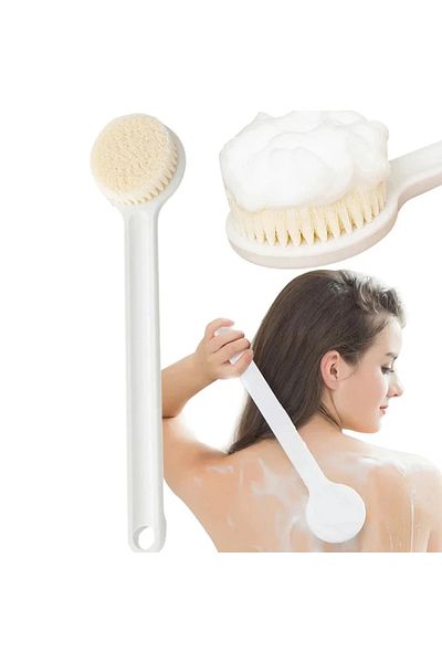 Choice White Long Handle Back Brush for Shower Soft Bristles Body Exfoliating Bath Brush Skin Health Shower