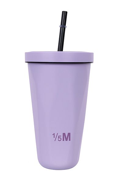 genric Modern Purple Cup with Tight Lid and Reusable Straw - 500ml