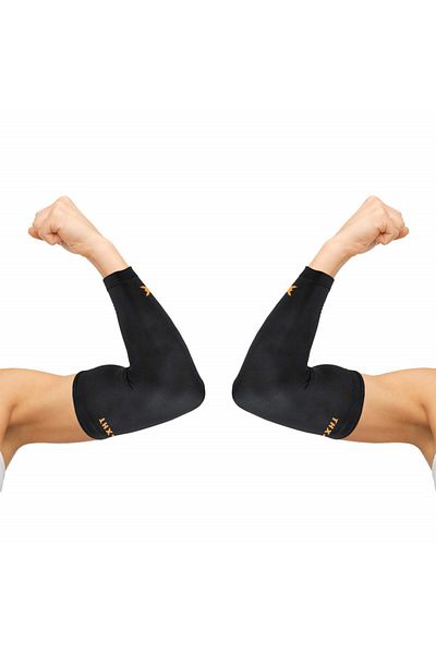 Thx4COPPER Set of 2 elbow compressions, textile/copper, black, XXL