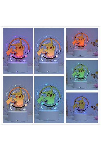 ILUMISHOP LED Night Light, Pikachu, 7 Colors, Ambient Light, USB Power or 3 AA Batteries