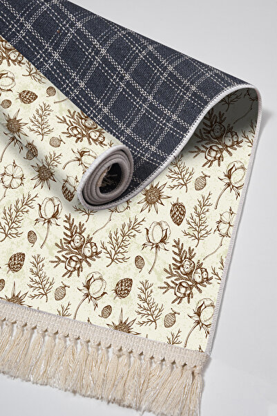 Alanur Home Non-Slip Base Djt Toilet Set Star Cotton Fringed Vintage Al5012 Beige