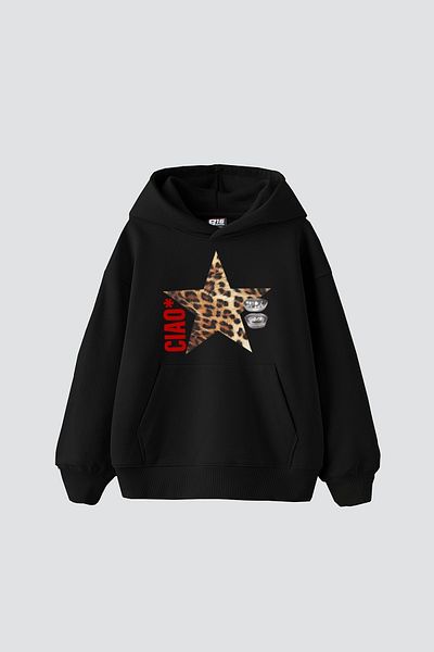 Sekizbiraltı Μαύρο φούτερ με στάμπα Ciao Star Oversize Unisex