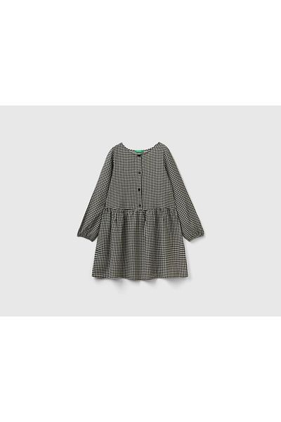 United Colors of Benetton Sustainable Houndstooth Pattern Girls' Dress