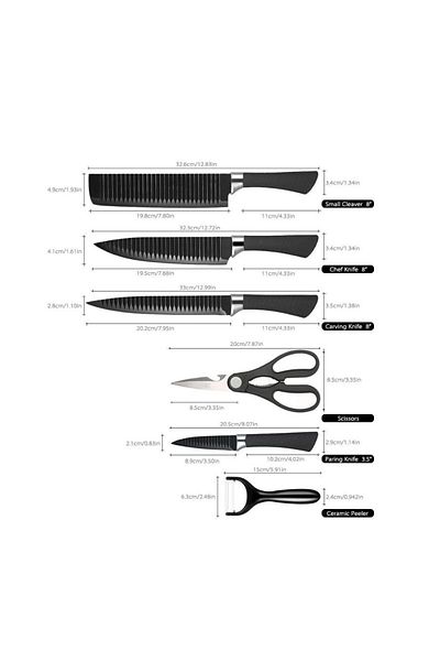 wei inox Knife set, 6 elements, iron/pvc, black