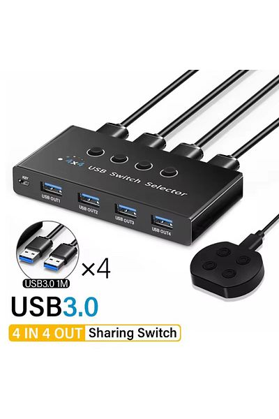 Choice USB3.0 4 In 4 Out KVM USB3.0 Switch Shared Controller Hub Adapter USB2.0 Printer Splitter Switcher f