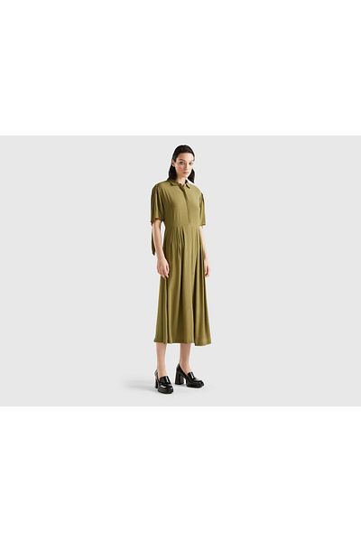 United Colors of Benetton Women's Midi Dress with Collar