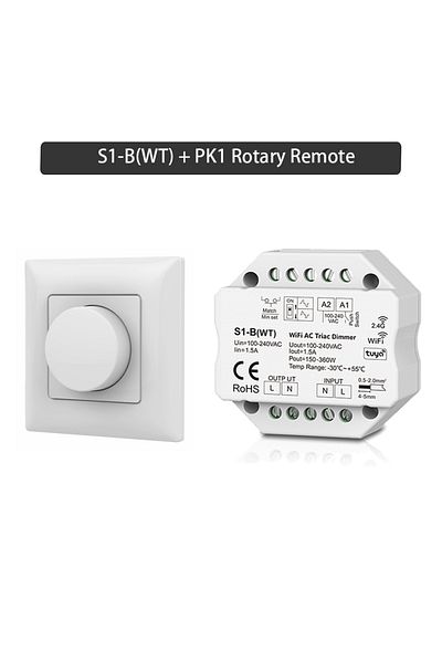 Choice S1-B(WT) PK1 Tuya Smart Life WiFi AC Triac Dimmer Controller Push Switch 2.4G Wireless Rotary Knob
