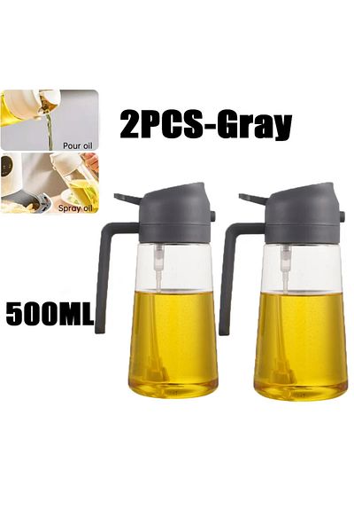 Choice 2pcs-grey 500ml 2in1 500ml Plastic Spray Oil Sprayer Bottle Spray Oil Dispenser Oil Jar Cruet BBQ Ki